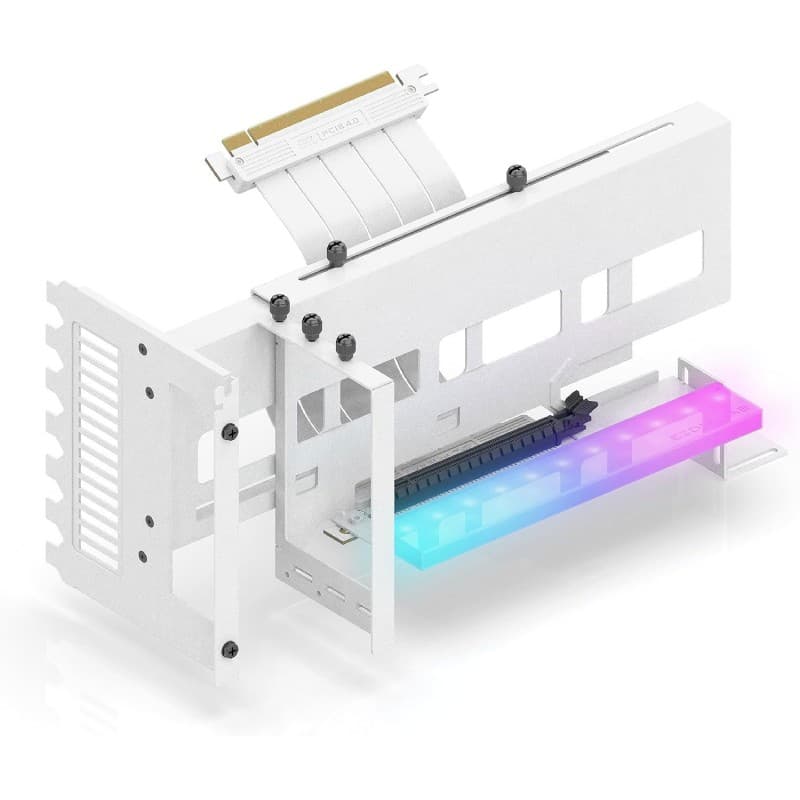 Soporte GPU Vertical EZDIY-FAB PCIe 4.0 All White con LED ARGB
