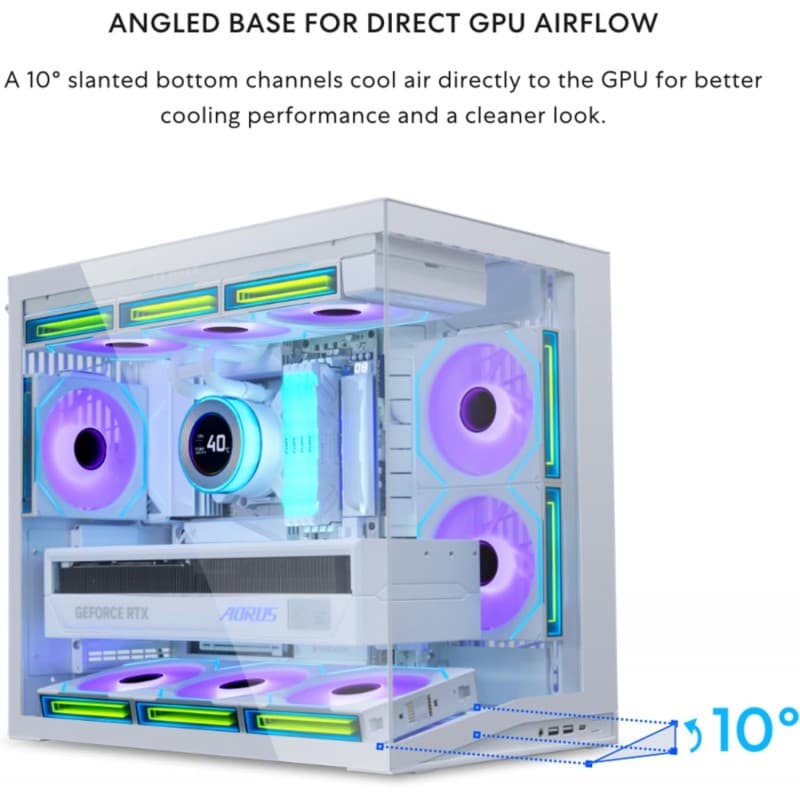 Gabinete Lian Li O11D Mini V2 Flow ATX Blanco con 5 Ventiladores vista 4