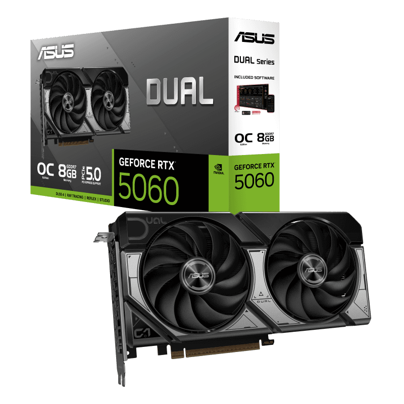 Tarjeta de Video ASUS Dual GeForce RTX 5060 OC 8GB GDDR7 PCIe 5.0