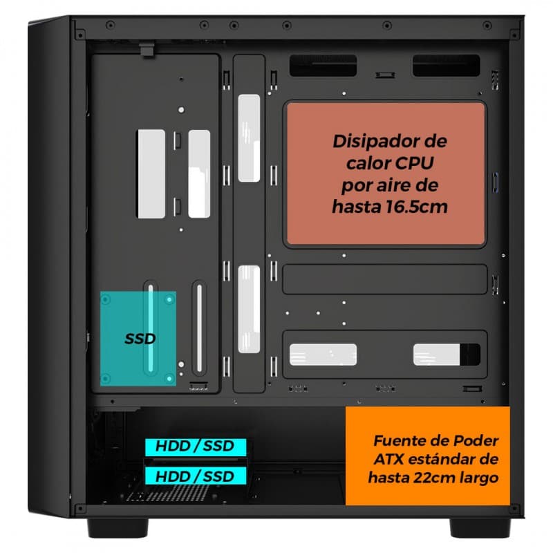 Gabinete AirFlow Roble Artis E-ATX Negro vista 5