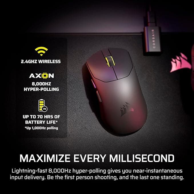 Mouse Gamer Corsair SABRE v2 PRO ULTRALIGHT Wireless Blanco— 36g, 33.000 DPI, 8.000 Hz vista 3