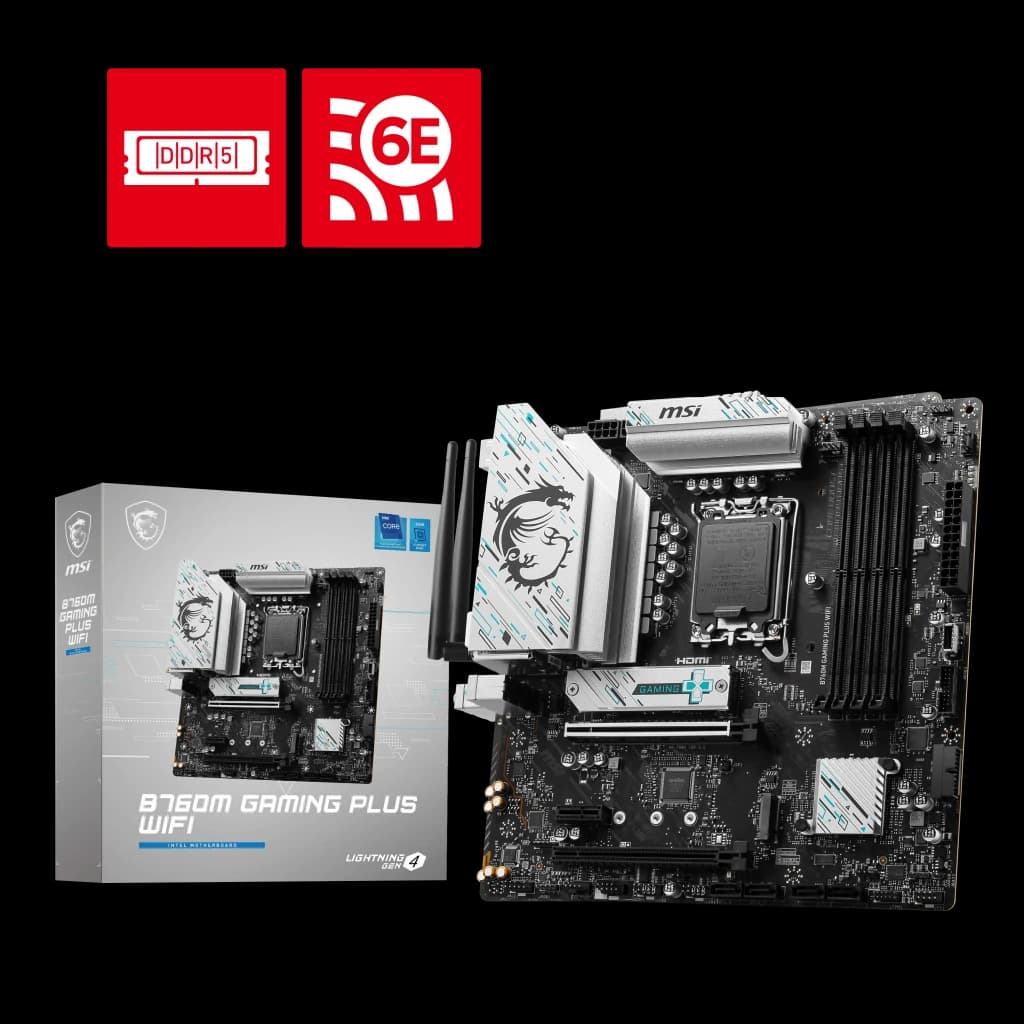Placa Madre MSI B760M Gaming Plus WIFI DDR5 LGA 1700 WiFi 6E M.2 m-ATX vista 1