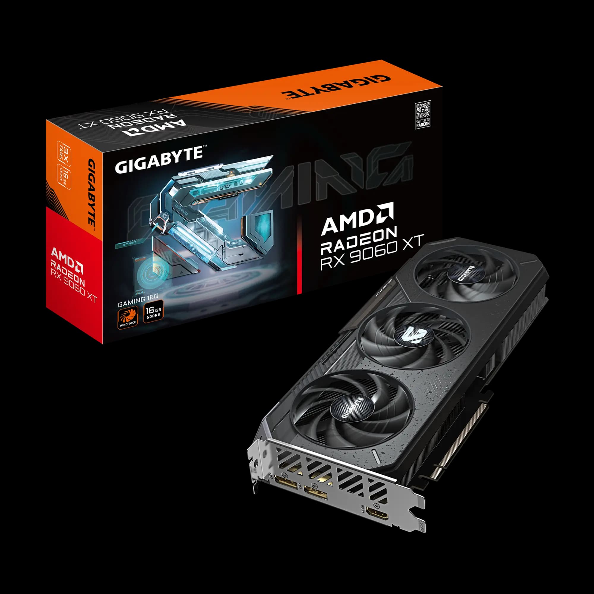 Tarjeta de Video Gigabyte Radeon RX 9060 XT GAMING OC 16GB – GDDR6, PCIe 5.0, 3320 MHz Boost