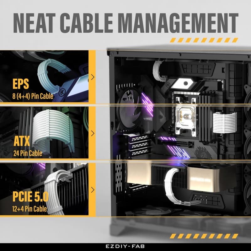Kit Extensión Cables PSU EZDIY-FAB 12V-HPWR Blanco 300mm vista 3