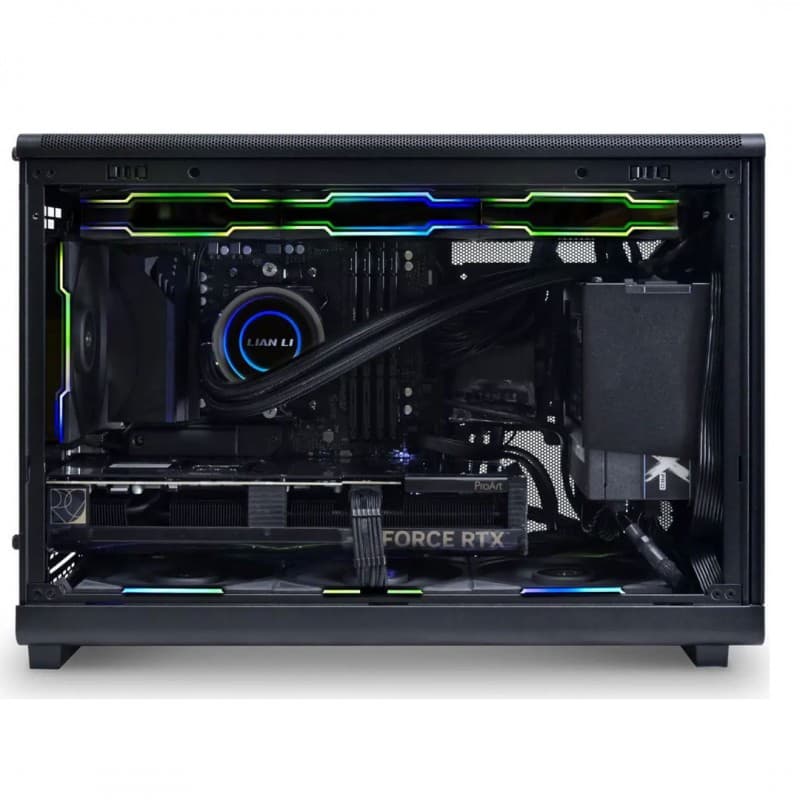 Gabinete Lian Li A3 mATX Black Wood Mesh vista 4