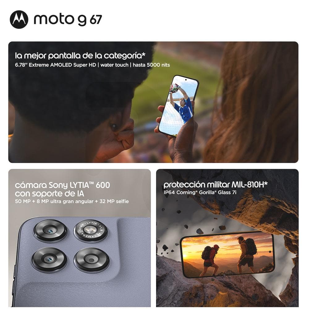 Celular Motorola Moto G67 256GB 4GB RAM 5G Gris Liberado vista 5
