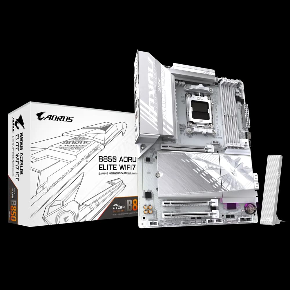 Placa Madre Gigabyte B850 AORUS ELITE WiFi7 ICE – AM5 / DDR5 / PCIe 5.0 / Wi-Fi 7 / ATX