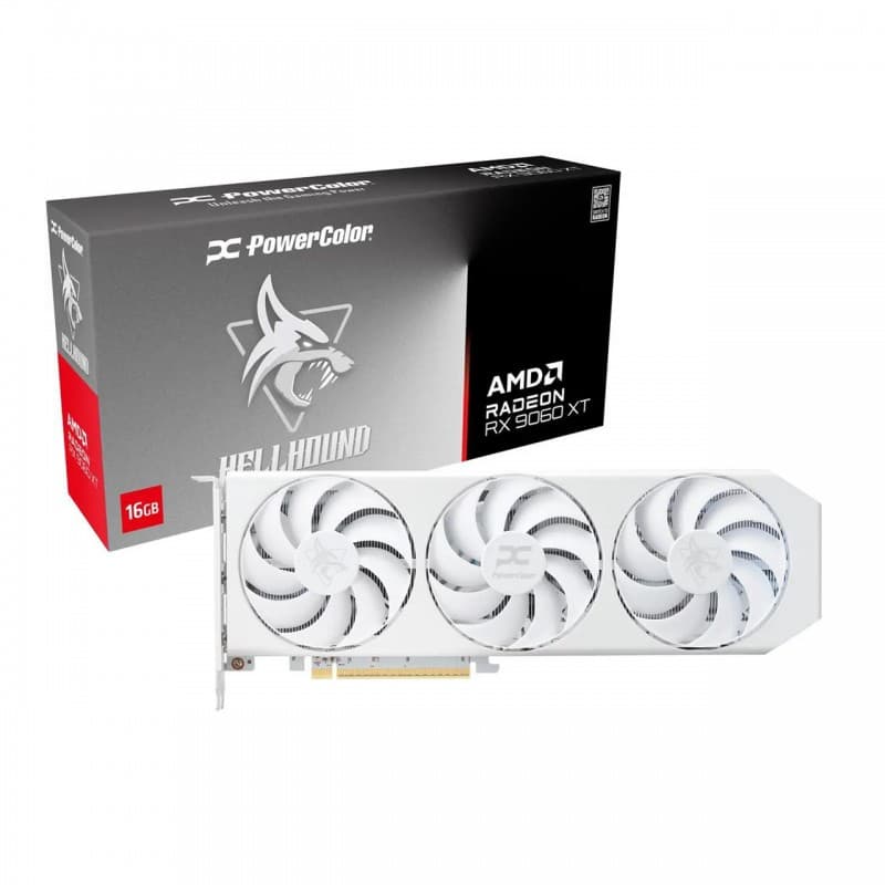 Tarjeta de Video PowerColor RX 9060 XT Hellhound Spectral White 16GB GDDR6 Triple Fan PCIe 5.0