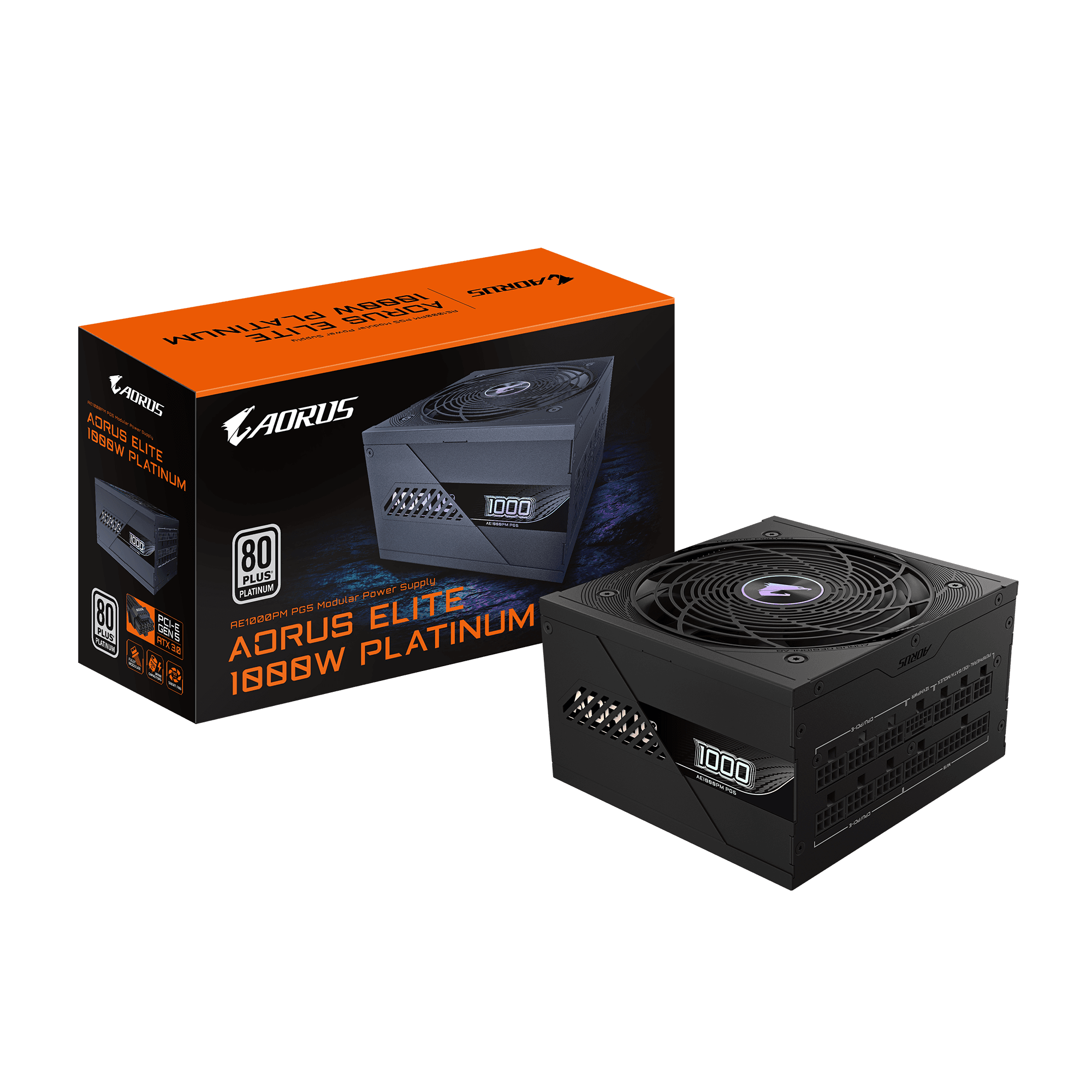 Fuente de Poder Aorus Elite 1000PM PG5 1000W 80+ Platinum ATX 3.0 PCIe 5.0