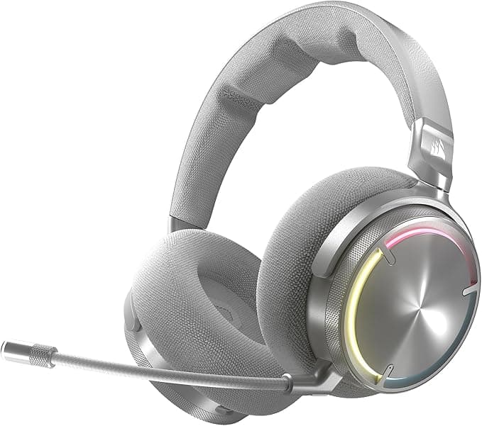 Auriculares Gamer Corsair VIRTUOSO MAX Wireless – Dolby Atmos, Silver