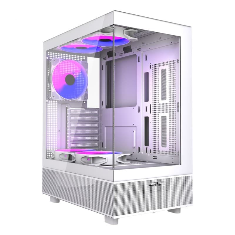 Gabinete Airflow Hurricane Mini White ATX con 5 Ventiladores Auto RGB