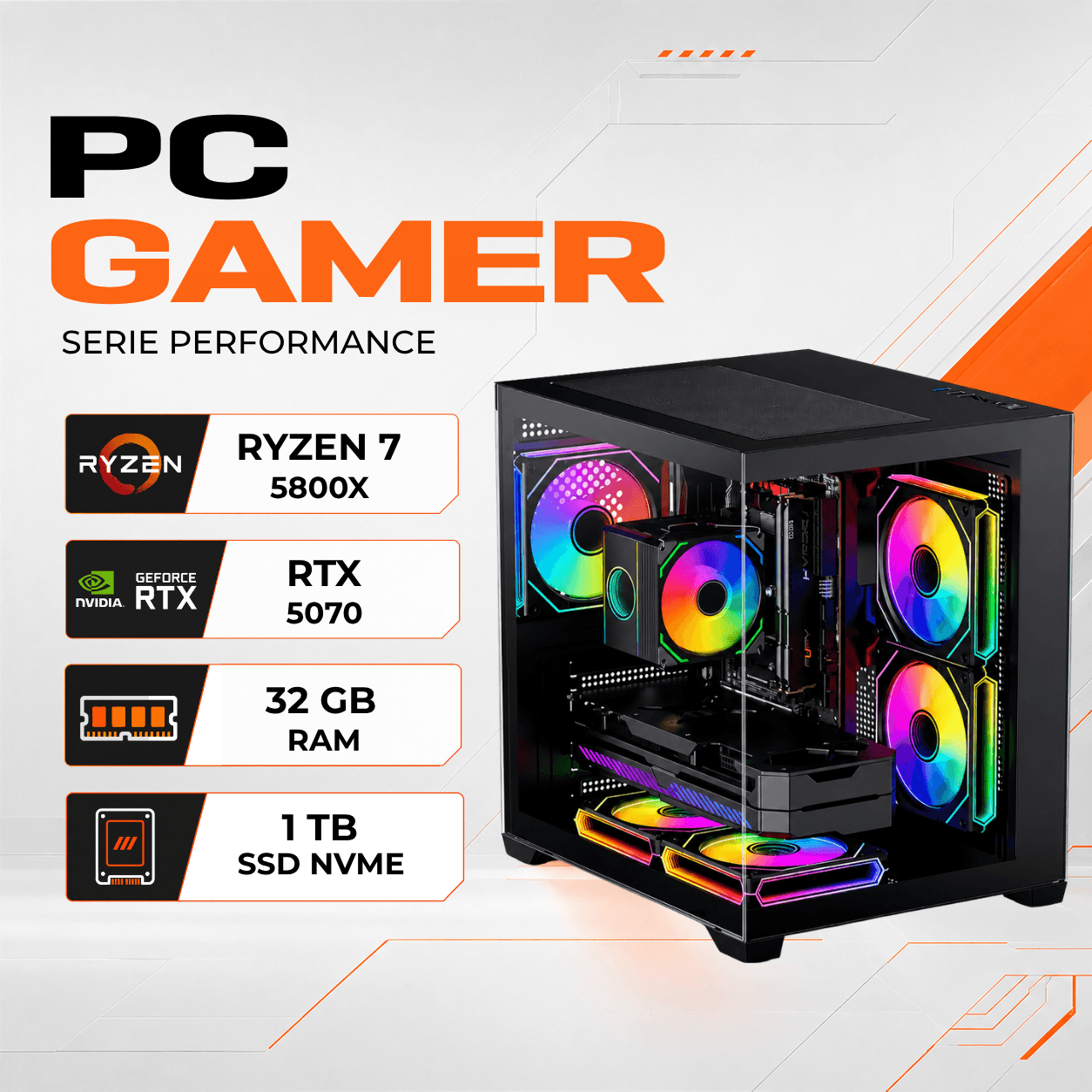 PC Gamer RX 7600 / Ryzen 7 5700 / 32GB RAM / 2TB SSD