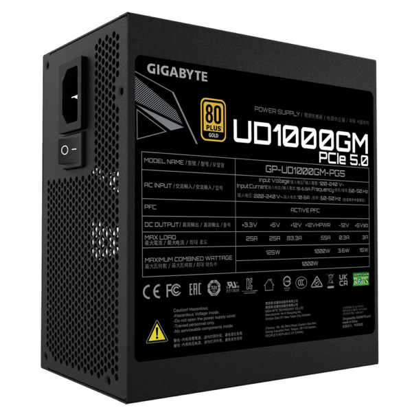 Fuente de poder Gigabyte 1000W / Gold 80+ Modular con conector PG5 para serie 4000/5000 Nvidia