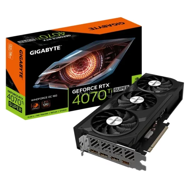 Tarjeta de Video Gigabyte GeForce RTX 4070 Ti SUPER WINDFORCE OC 16G [GV-N407TSWF3OC-16GD]
