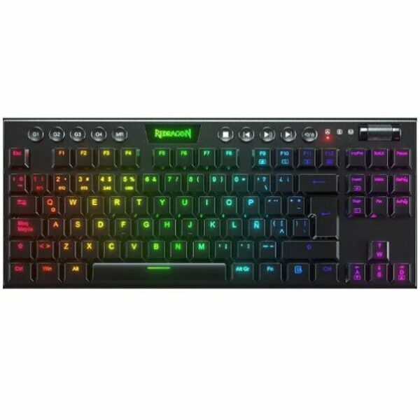 Teclado Gamer Redragon Horus K621 RGB TKL – Mecánico Inalámbrico, Switch Red, RGB, Español – Negro