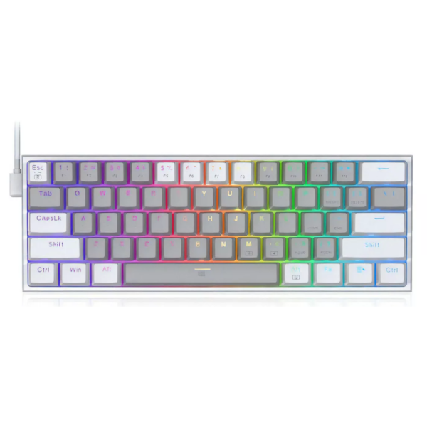 Teclado Gamer Redragon FIZZ K617 RGB – Mecánico 60%, Switch Red, Hall Effect, Hyperpolling 8K, Inglés – Grey/White
