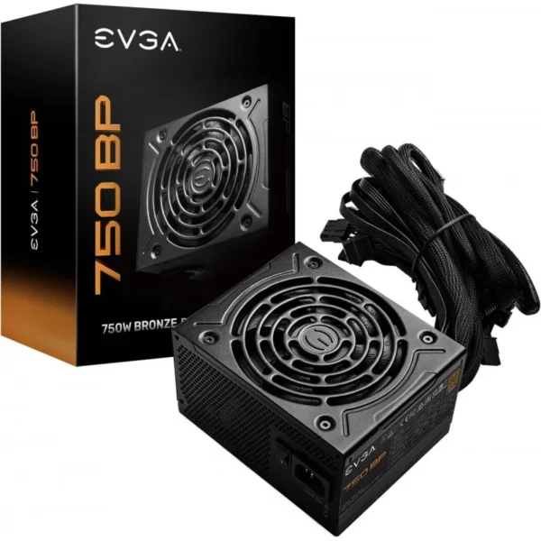Fuente de poder EVGA 750 BP, 80+ BRONZE 750W 120mm de tamaño no modular 100-BP-0750-K1