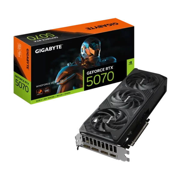 Tarjeta de Video GeForce RTX™ 5070 WINDFORCE OC SFF 12G – GDDR7, PCIe 5.0, 12GB, DLSS 3