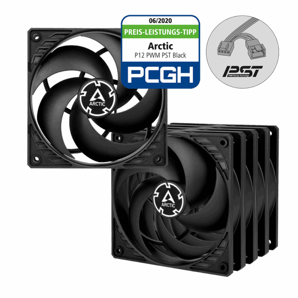 Pack 5 Ventiladores 120mm ARCTIC P12 PWM PST Black (ACFAN00137A)