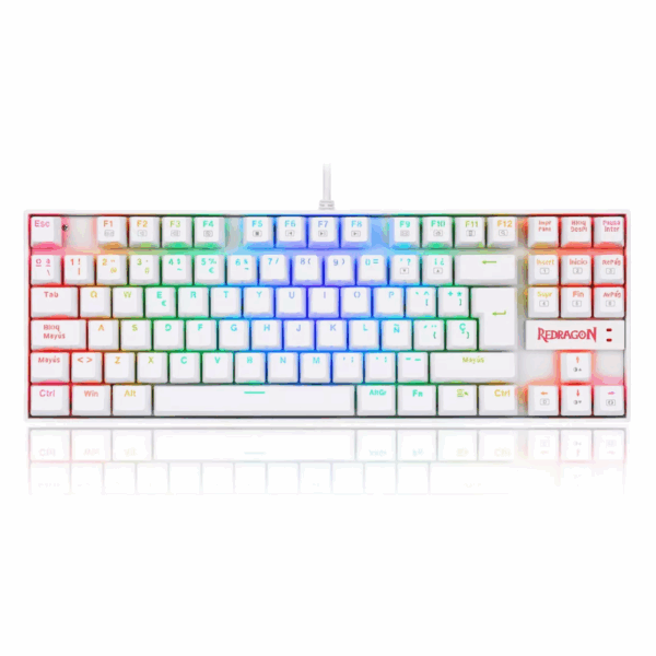 Teclado Gamer Redragon Kumara K552 RGB, TKL, Switch Red, Español, Blanco