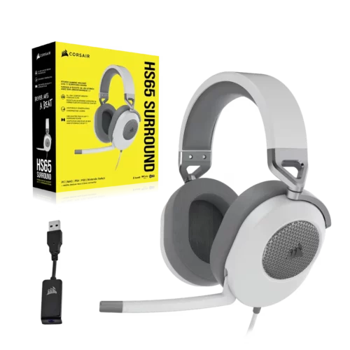 Audifonos Gamer Corsair HS65 Surround Blanco Cableado