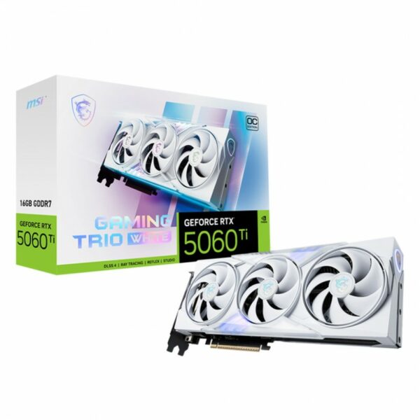 Tarjeta de video MSI GeForce RTX™ 5060 Ti 16G GAMING TRIO OC Blanco – 16GB GDDR7