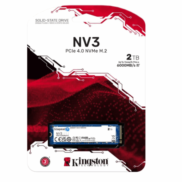 SSD M.2 (2280) - 2 TB - Kingston NV3 - NVMe PCIe 4.0 (SNV3S/2000G)